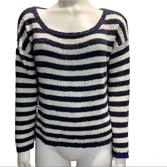 TALULA NAVY AND WHITE CROPPED SWEATER - Picture 1 of 5